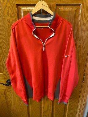 Nike Red and Gray Half-Zip Pullover